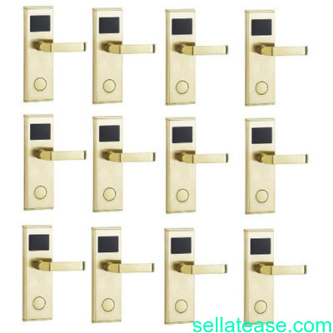 Door Lock With RFID Card Access Control – Gold – 11 Set