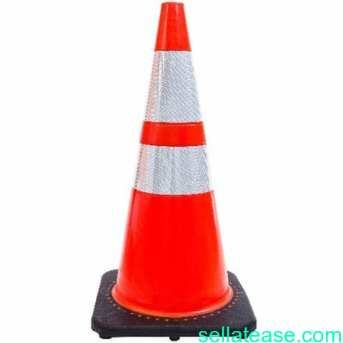 28″ Orange Safety Traffic PVC Cones with Two Reflective Collars