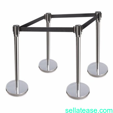 Retractable Belt Stanchions Stainless Steel 36 Inch Height Crowd control barrieier – 4 pieces
