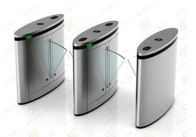 Silver-Full-Automatic-Bridge-Pedestrian-Flap-Barrier-Gate-With-Mass