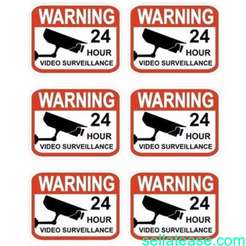Set of 6 Professional Popular Video Surveillance Stickers Sign by hiphen solutions