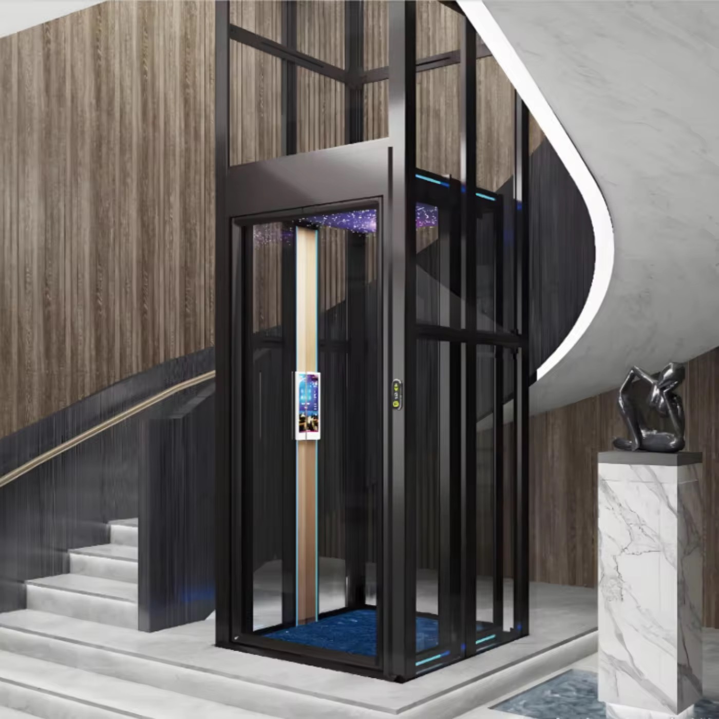 Premium 3 Floor 2 Passenger Home Elevator with Backup Power by hiphen