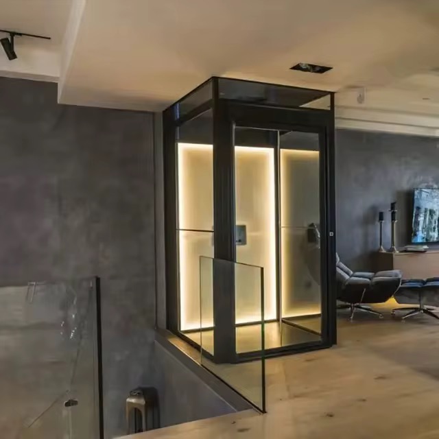 3 Floor 2 Passenger Home Elevator with Mirror and LED Combination by hiphen