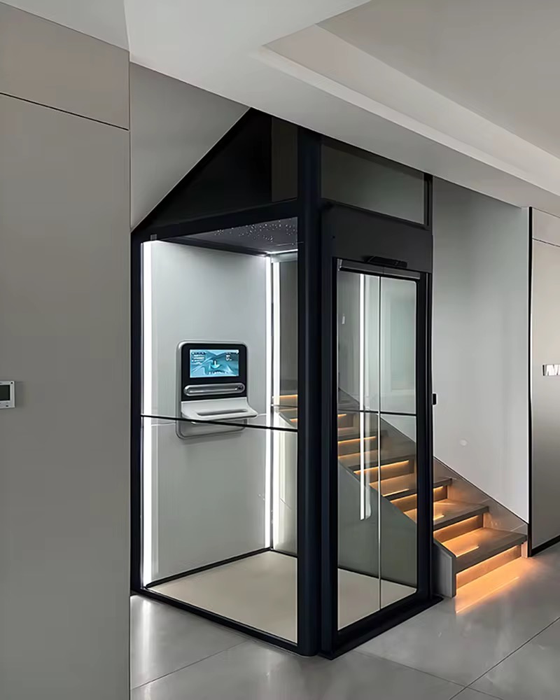 Panoramic 4-Floor Hydraulic Glass Elevator by hiphen