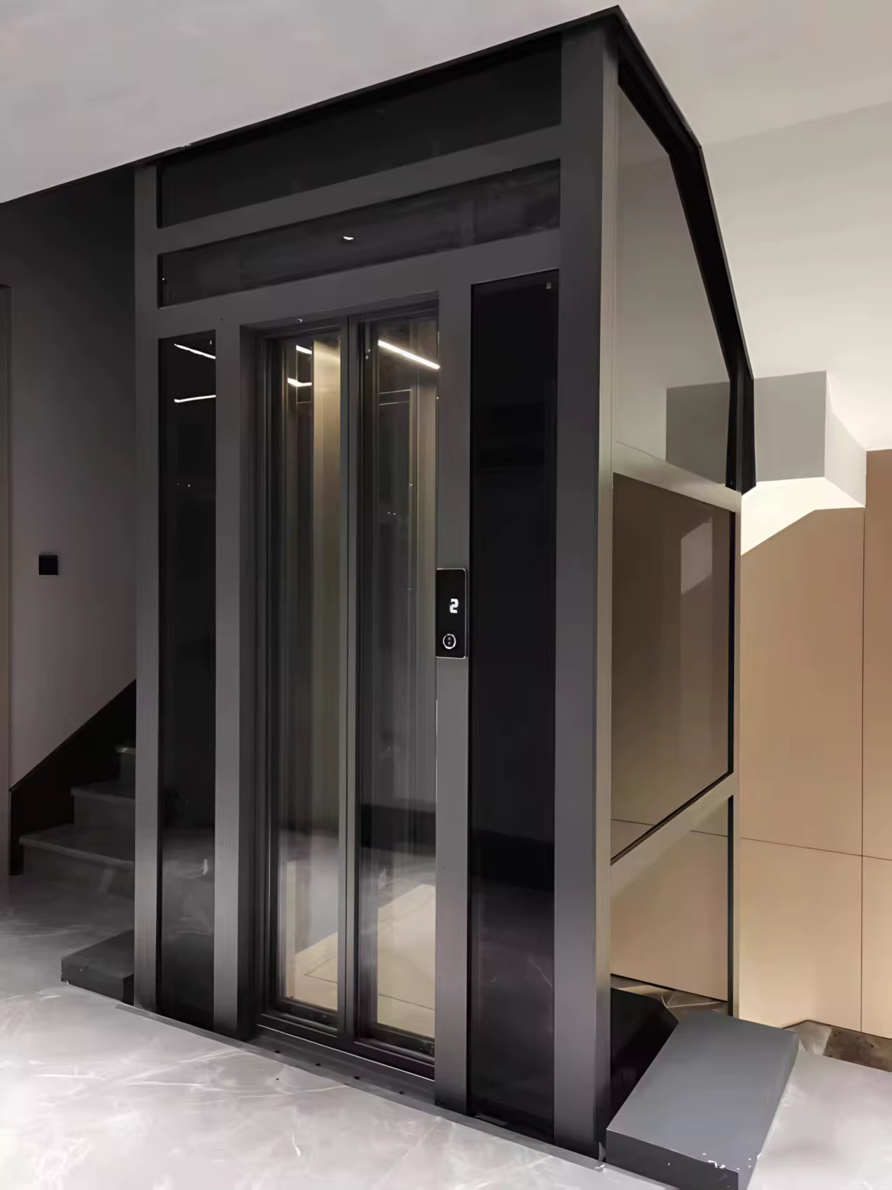 Smart 4-Stop Hydraulic Gearless Home Elevator by hiphen