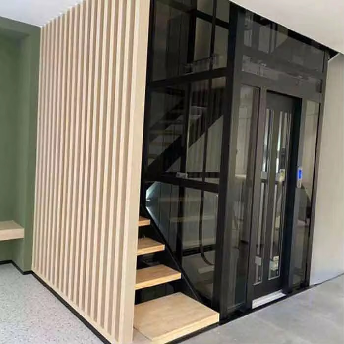 Stylish 4-Stop Hydraulic Gearless Home Lift by hiphen