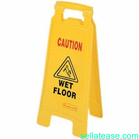 25 x 12 2-Sided Yellow Caution Safety Wet Floor Sign,