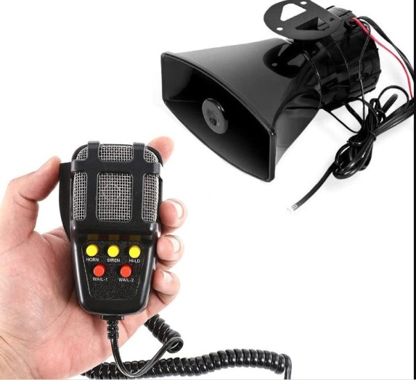 5 Tones Car Siren Vehicle Horn With Mic PA Speaker System,