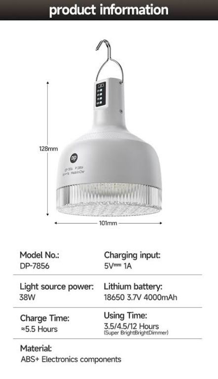 Flexible and Portable DP Rechargeable LED Bulb