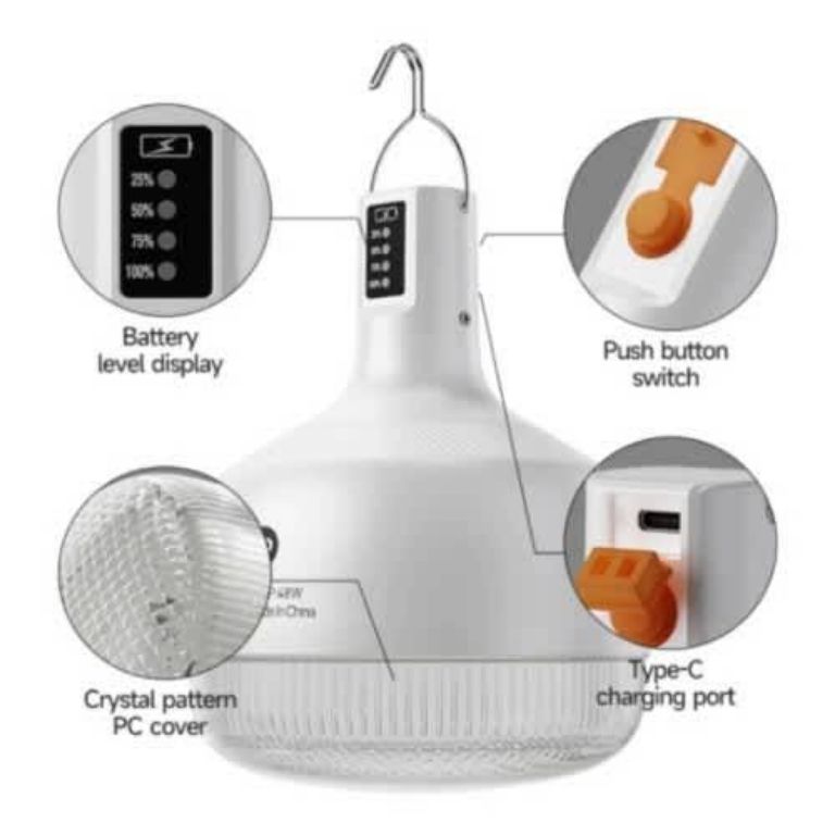 Suitable For Indoor And Outdoor DP Portable Rechargeable LED Bulb